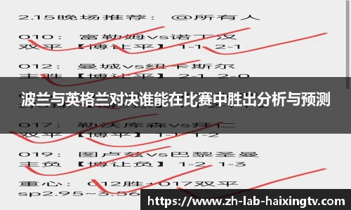 波兰与英格兰对决谁能在比赛中胜出分析与预测